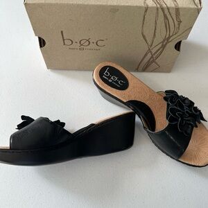 Born Concept b.o.c. Black Flower Sandals Size 8/39